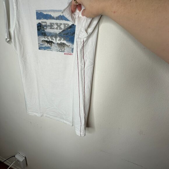 Bogner Ivory Blue Dog Sled Graphic Short Sleeve Round Neck Tee Shirt XL - Picture 4 of 12